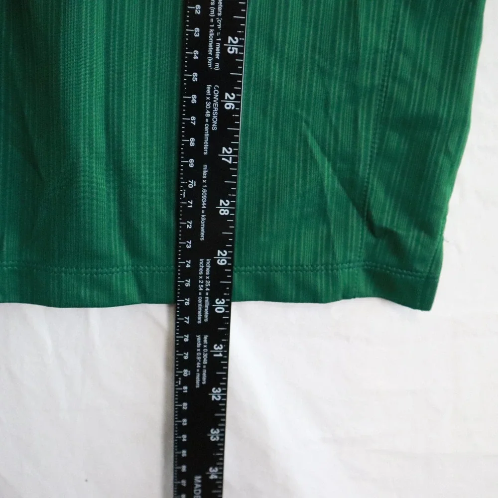 Nike Polo Shirt‎ Mens Medium Dri-Fit Performance Golf Green Striped Short Sleeve